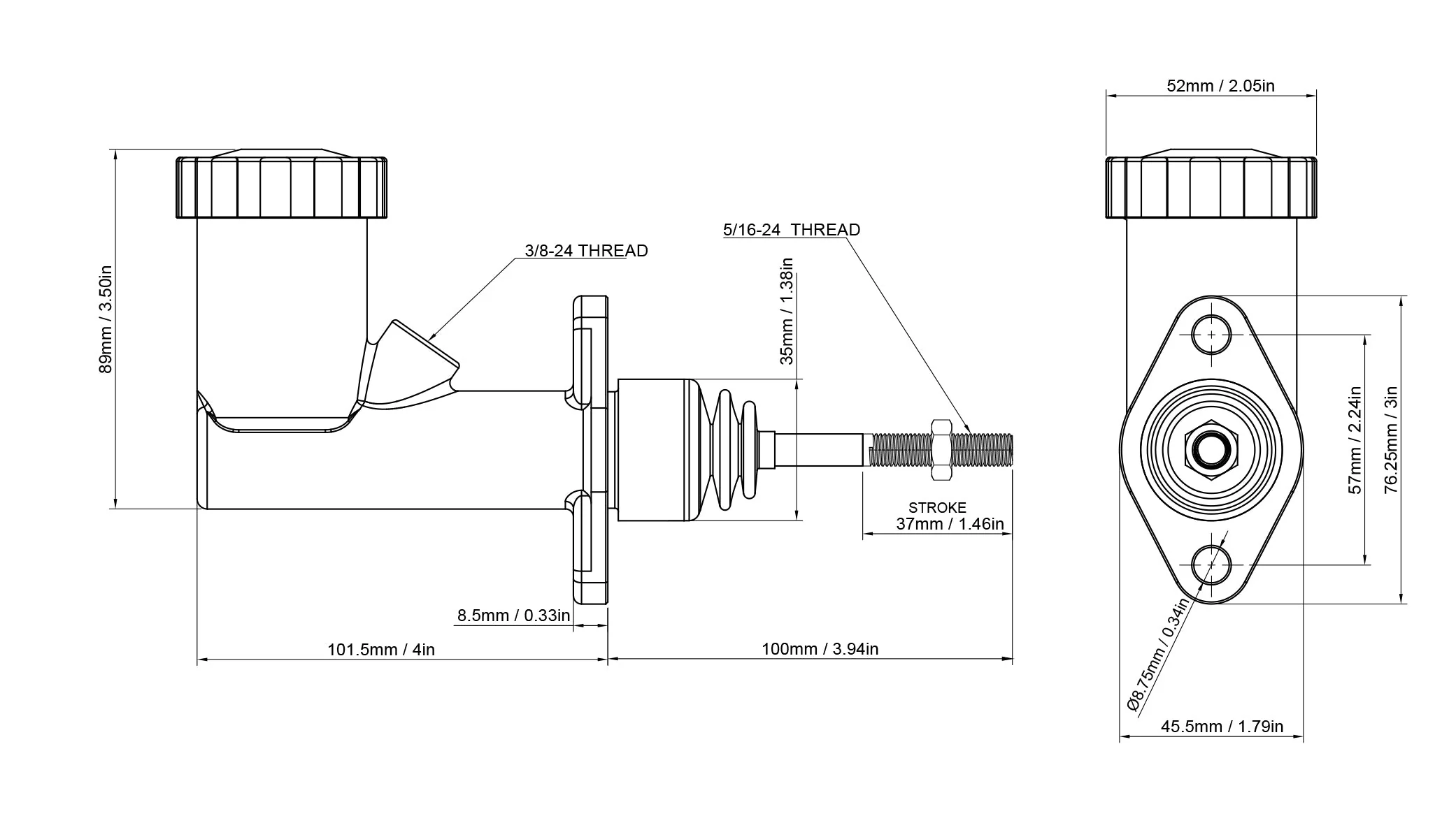 Stand-alone 3/4" internal reservoir master cylinder - Image 3